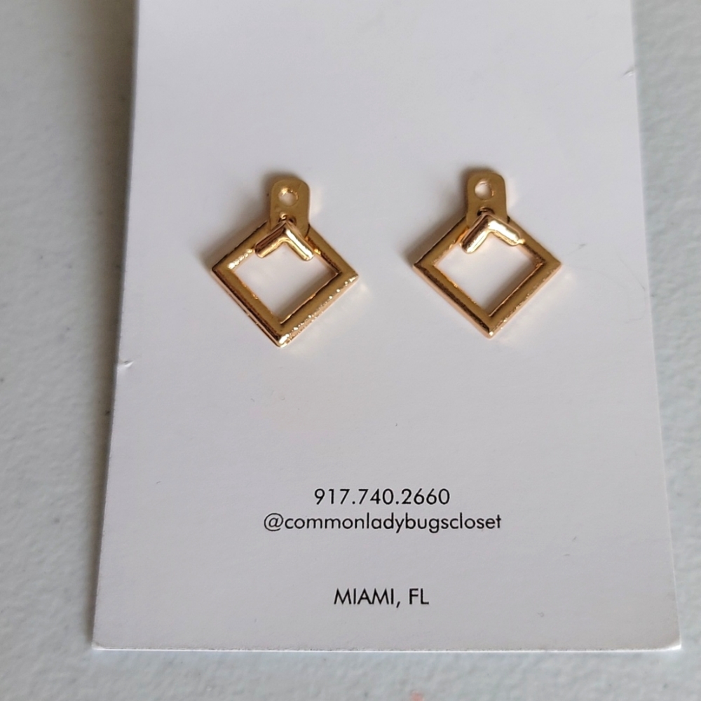 Gold Square Earrings